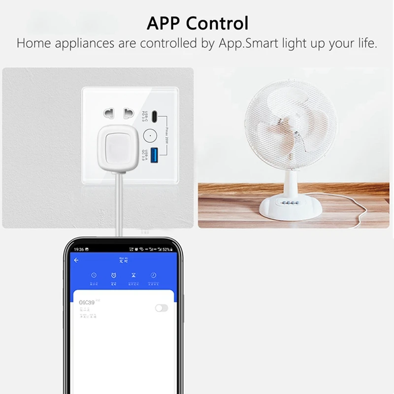 Tuya Smart Socket With Typec+USB Fast Charging Remote Timing Socket Wifi Smart British Standard 86-Type Five-Hole Socket B