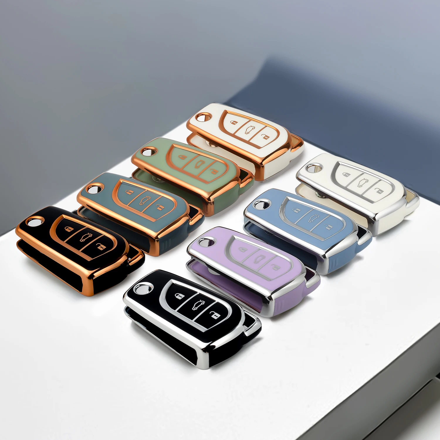 TPU Autosleutel Hoes Met 3 Knoppen Full Cover Shell Fob Voor Toyota Corolla Altis Auris Aygo Yaris