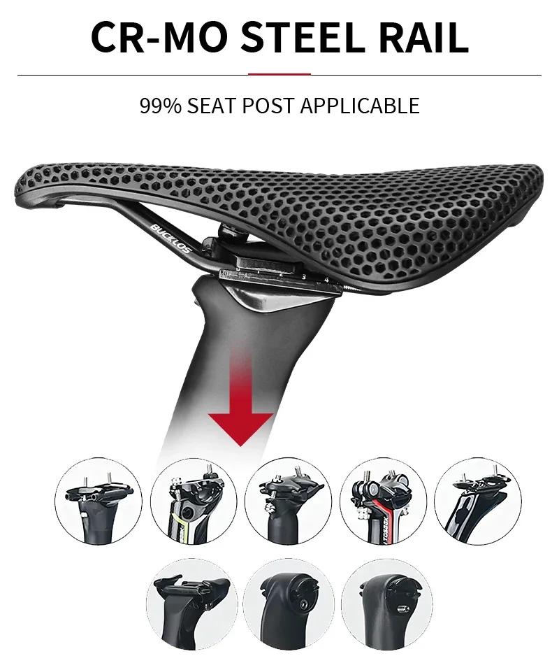 BUCKLOS 3D-gedruckter Sattel 143 mm 155 mm 3D-Fahrradsitz atmungsaktives Rennrad-Sitzkissen Ultraleichter Rennradsattel MTB-Sitze – Detail 11