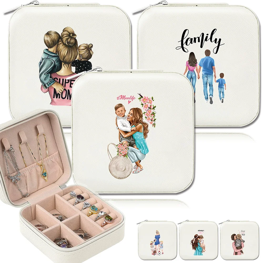 

New Fashion Jewelry Storage Box Mom Pattern Printing Series Waterproof Jewels Organizer Case Women's Simplicity JewelBox