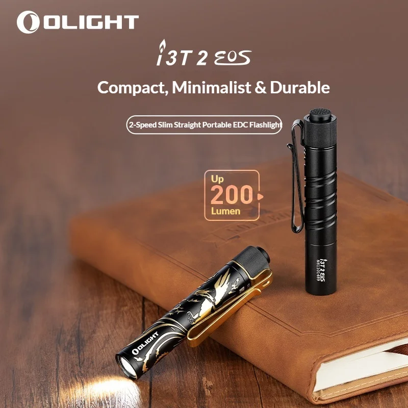 Olight I3T 2 Edc Flashlight 200 Lumen Dual Modes Tail Switch Portable Slim Aaa Battery Light Weight Daily Carry Outdoor Camping