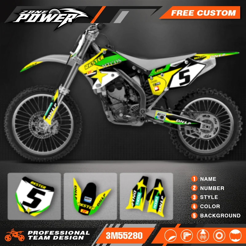 Powerzone For Suzuki RMZ250 2004 2005 2006 Motorcycle Graphic Background Decals Sticker Kit Number Name Custom 01