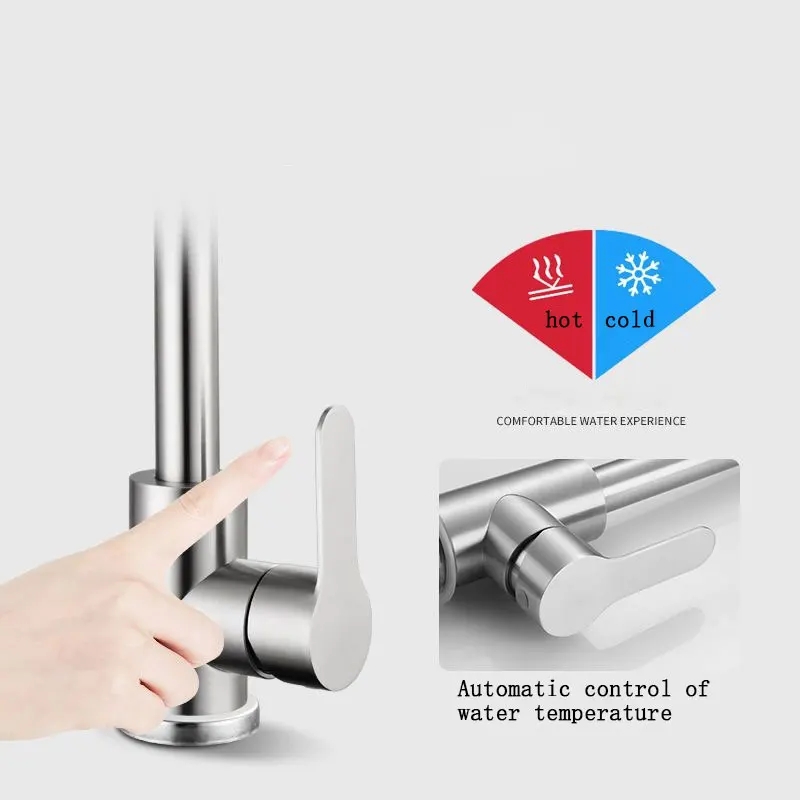 2pcs Kitchen Faucet Stainless Steel Brushed Faucet Kitchen Tools Sink Faucet Pull-out Kitchen Water Faucet Single Hole Faucet