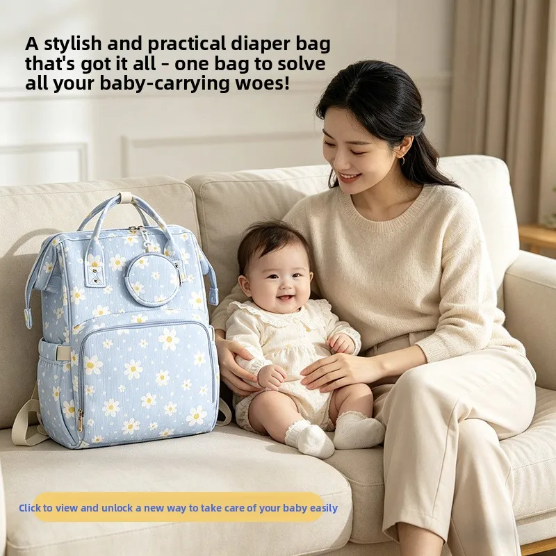 Multifunctional Mommy Backpack, High-value Simple Lightweight, Large Capacity Wet-Dry Separation Bag for Mother Baby Travel
