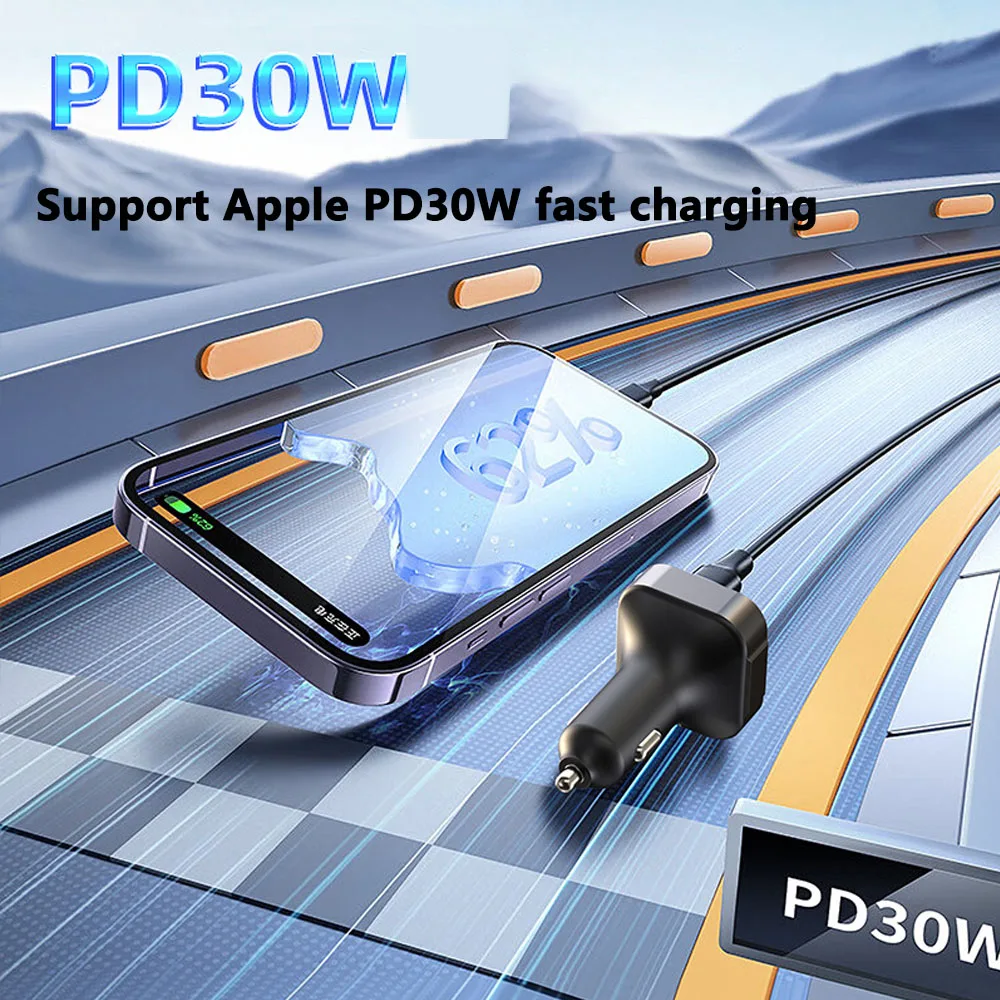 Car Charger Car MP3 Bluetooth Player, Aluminum Magnesium Alloy FM Transmitter, PD30W Fast Charging Car Charger