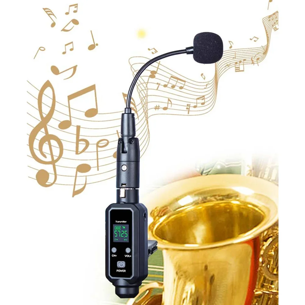 العلامة التجارية الجديدة اللاسلكية UHF 570-590MHz نظام ميكروفون ساكس كليب على الأدوات المهنية راديو ميكروفون لأداء المرحلة