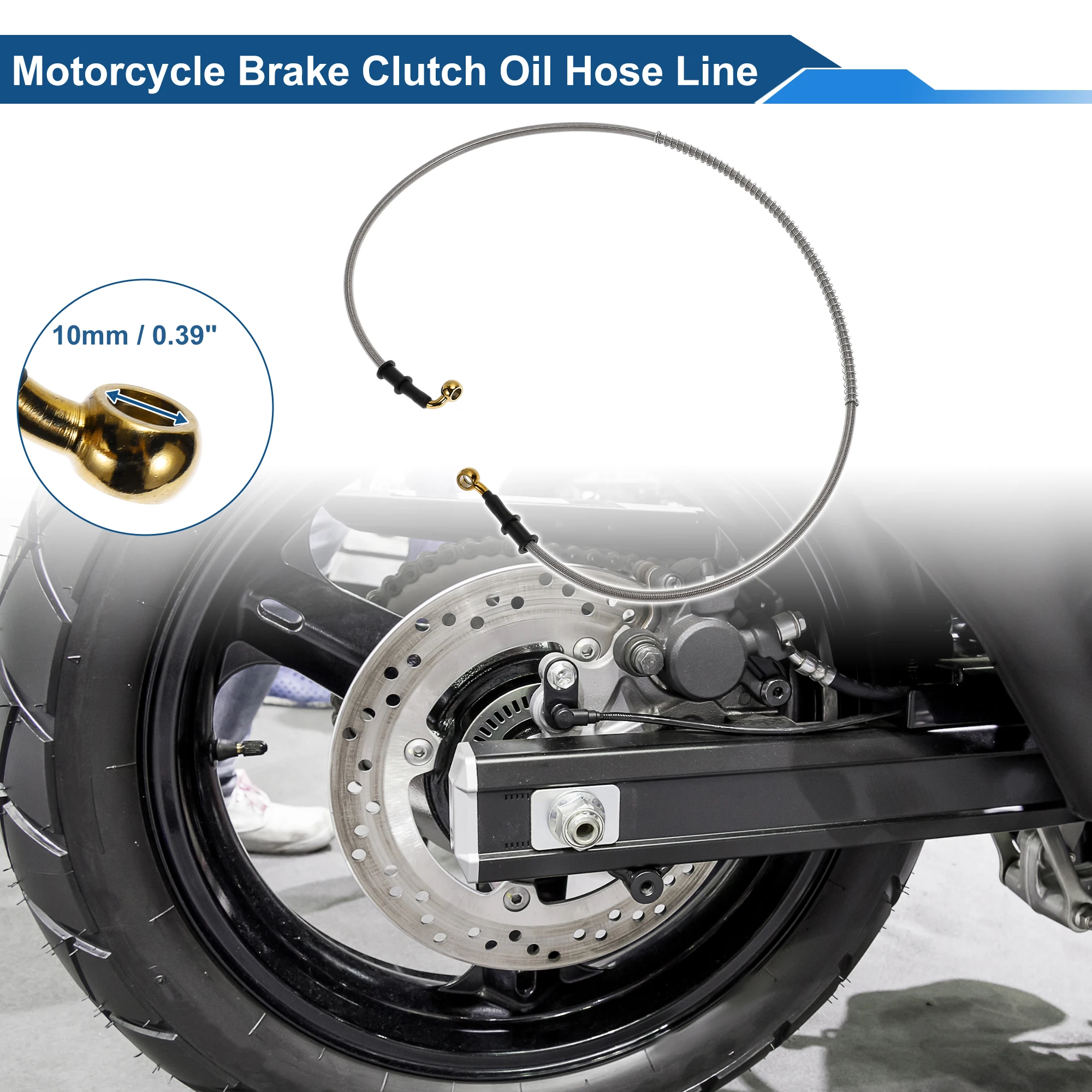 UXCELL 120cm Motorcycle Brake Clutch Oil Hose Line Silver Tone 1 Pc