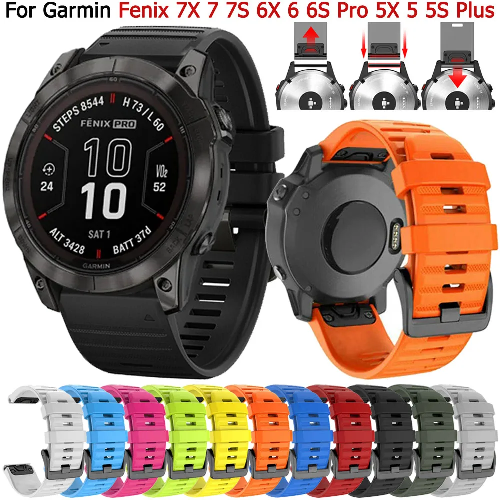 20/22/26mm Quickfit Strap For Garmin Fenix 7X 7 7S 6X 6 6S Pro 5S 5 5X Plus 3 HR 955 Epix Gen 2 Silicone Watchband Bracelet Belt