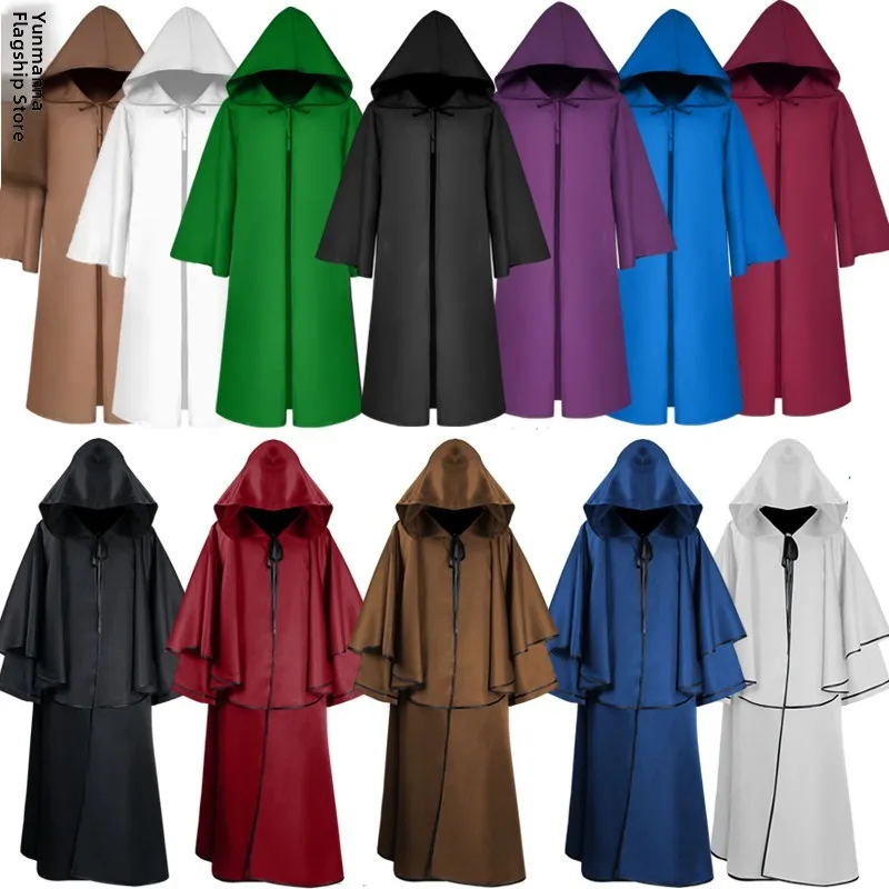 

Костюм на Хэллоуин, накидка со шляпой для мужчин и женщин, наряд ведьмы для выступлений, халат мертвого бога, полиэфирное волокно