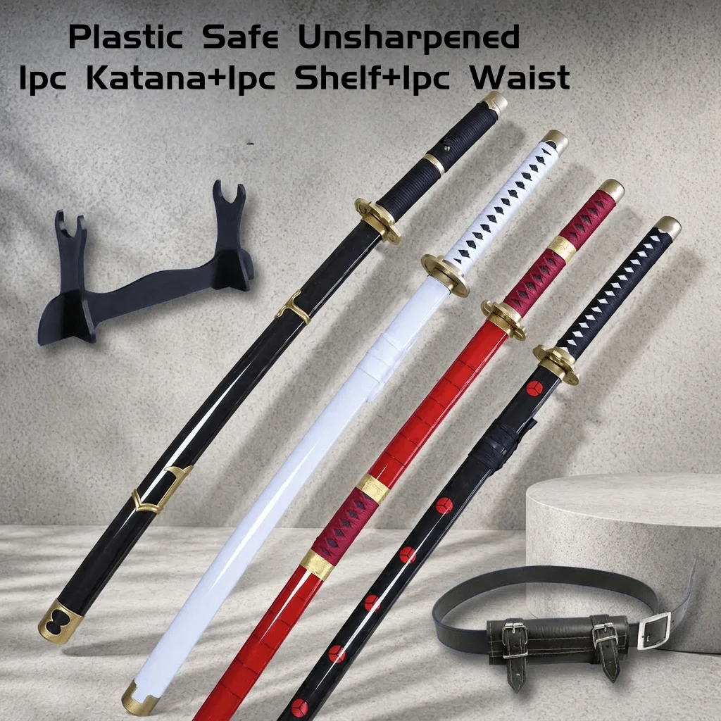 40inch One Piece Zoro Katana With Stand Set Anime Cosplay Prop Sword Ninja Knife Sabre Japanese Samurai 1:1 Scale Wood Toy Gift