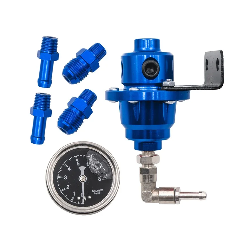 Universal Auto Pressure Regulator Adjustable Aluminum Fuel Pressure Regulator With Gauge Kit Auto Replacement Parts