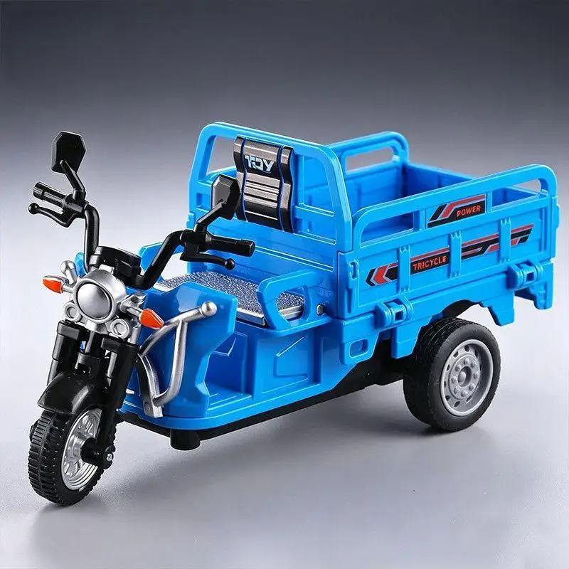 Simulation Diecast Tricycle Toy Model 1Pcs Inertia Driving Pull Truck Portable Mini Toy for Kids Travel Play Birthday Gift