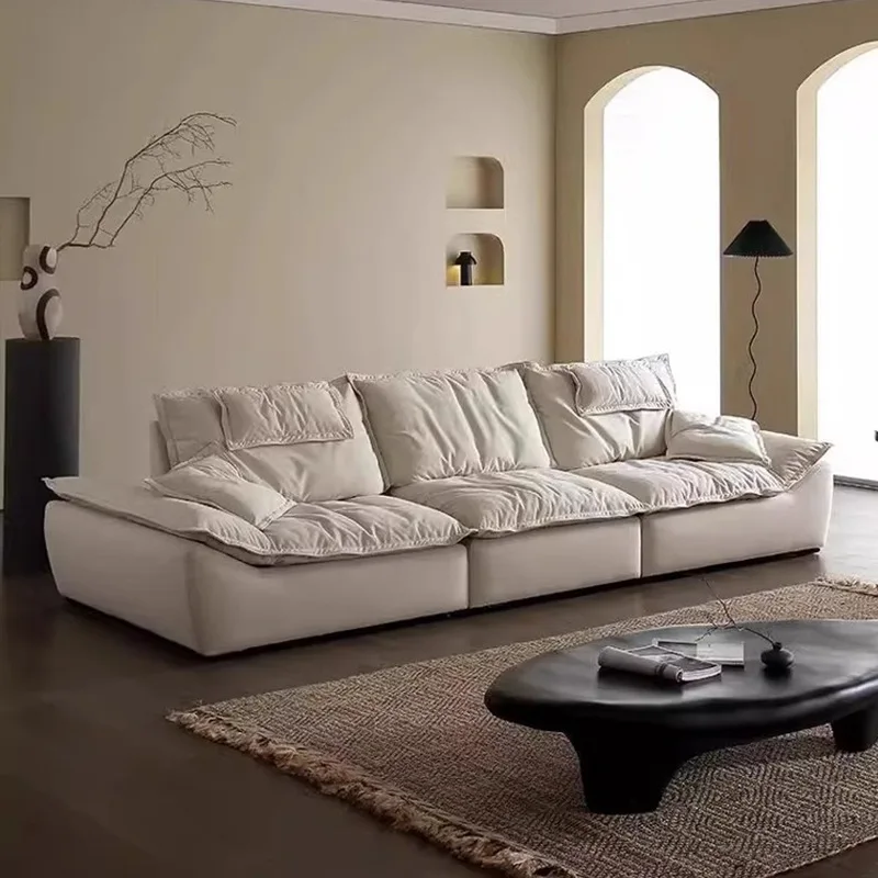 Super wide seat deep and high backrest adjustable fabric, sailboat sofa anti-cat paw cream wind sofa
