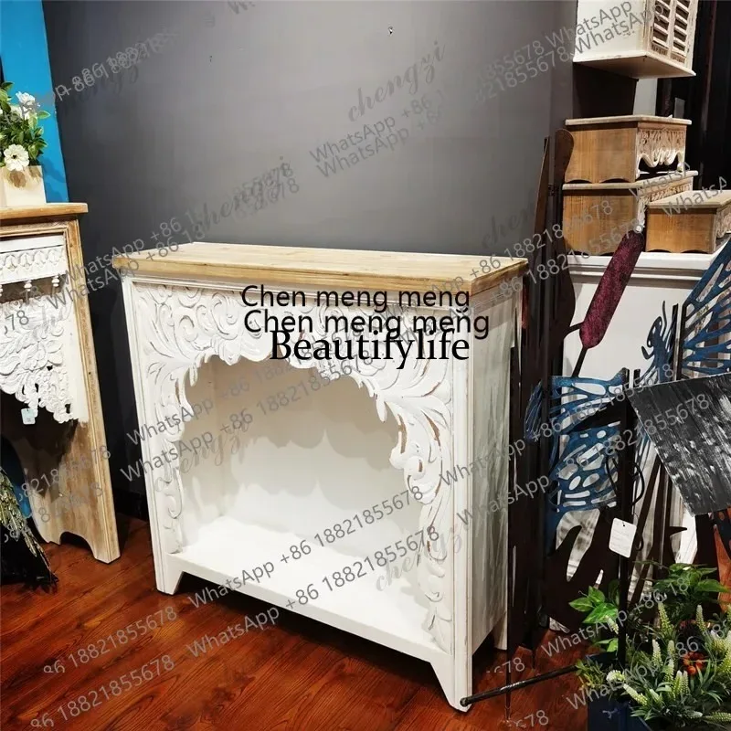 D5556 Retro wooden fireplace cabinet B & B villa living room decoration, art mantel porch table partition table