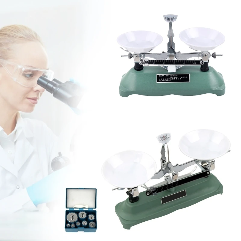 100g/200g/500g/0.5g Mechanical Lab Tray Balance Scale Balance Scale with Weights  Physics Laboratory Teaching Tool