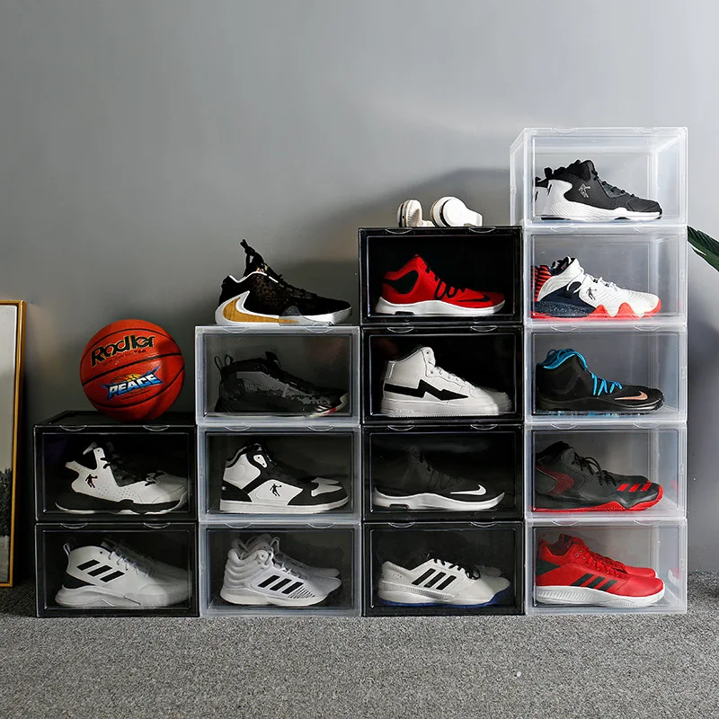 

Plastic Dust-Proof Transparent Storage Organizer Box Sneakers Basketball Shoe Box Display Rack Cabinet Shoe Storage Box LB574