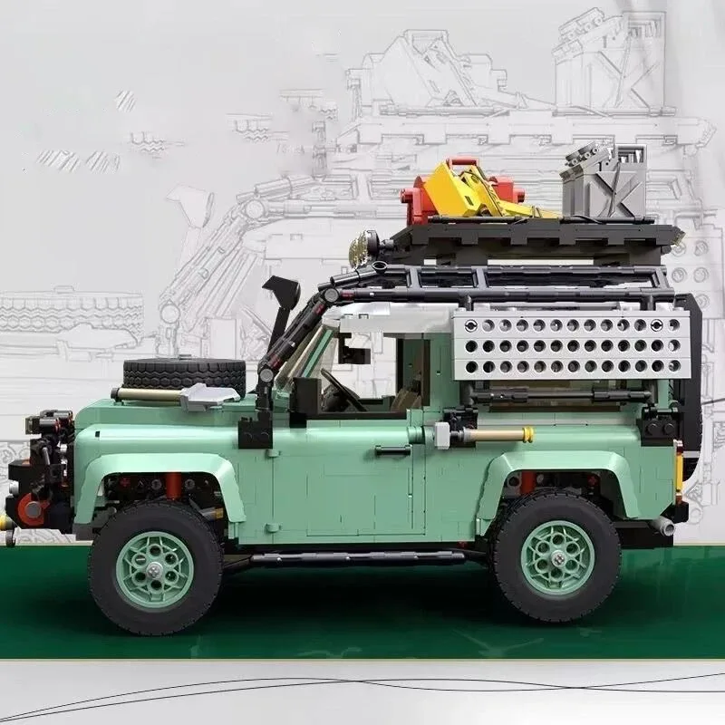 2336 peças blocos de construção land rover defender 90, quebra-cabeça 3d de carro de corrida off-road, haste brinquedo diy presente para adolescentes meninos meninas 14 +