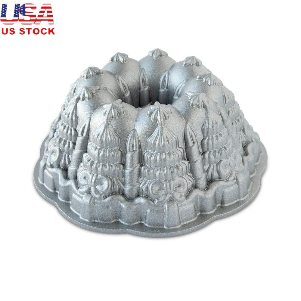 

Holiday Bundt Cake Pan Nonstick Aluminum Bakeware Intricate Tree Candle Design Easy Release Perfectly Baked Desserts Holiday