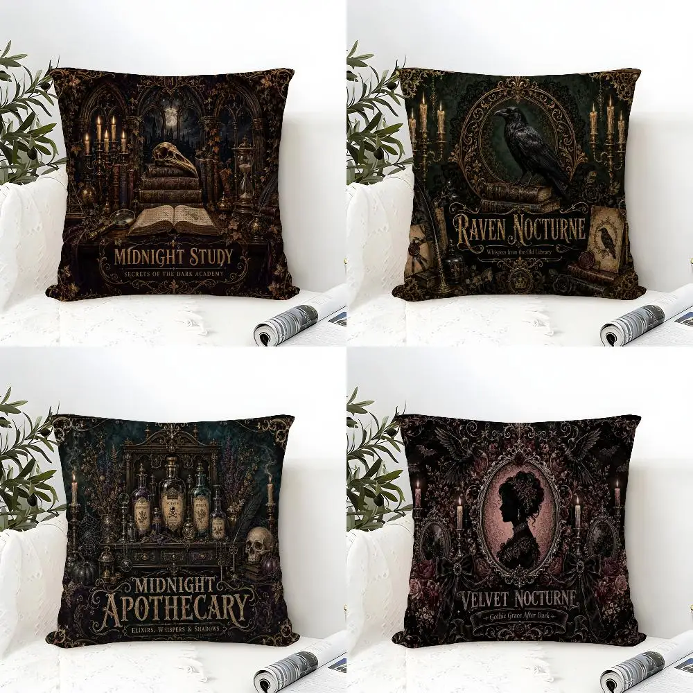 Dark Haunted Castle Gothic Cushion Cover Natural Linen Organic Fabric Double-Sided Printing Breathable Perfect Gift For Decor