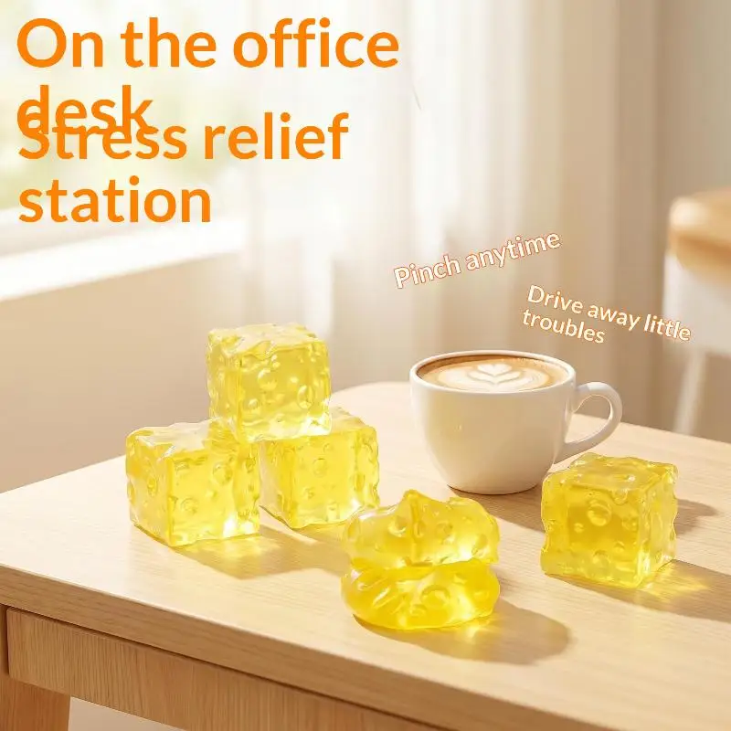 Honey Cheese  Stress Relief Toy Silky Texture Slow Rising Soft Squeeze Fidget Toy for Teens Daily Anxiety Relief