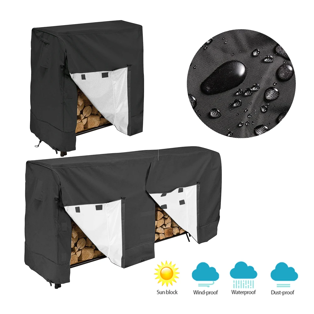 Outdoor Firewood Rack Cover Patio Waterproof Wood Log Storage Cover Polyester Fabric Wood Holder