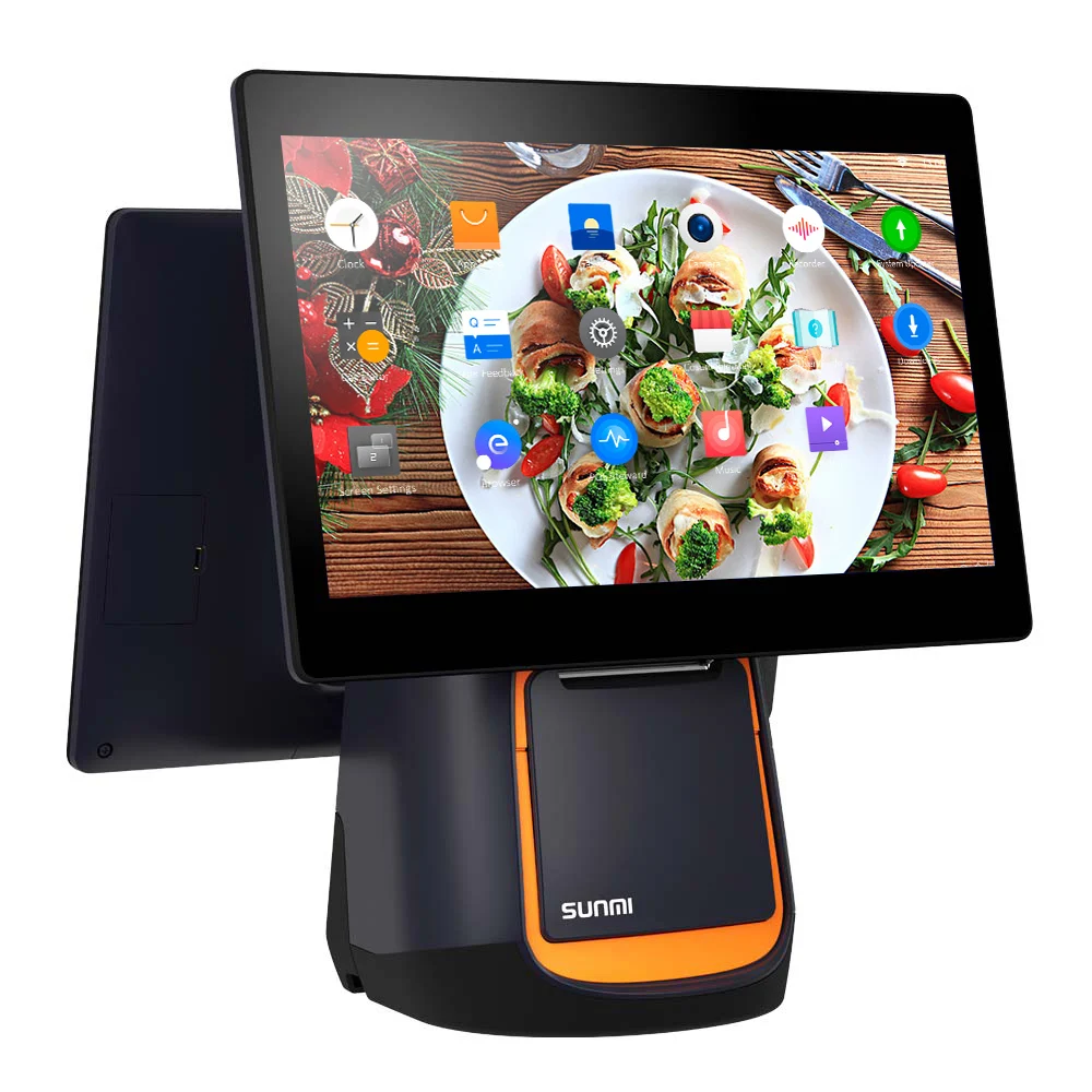 SUNMI T2 15.6Inch Tablet Dual TouchScreen Cash Register All In One Android Pos Printer Terminal POS+Systems Wifi Pos