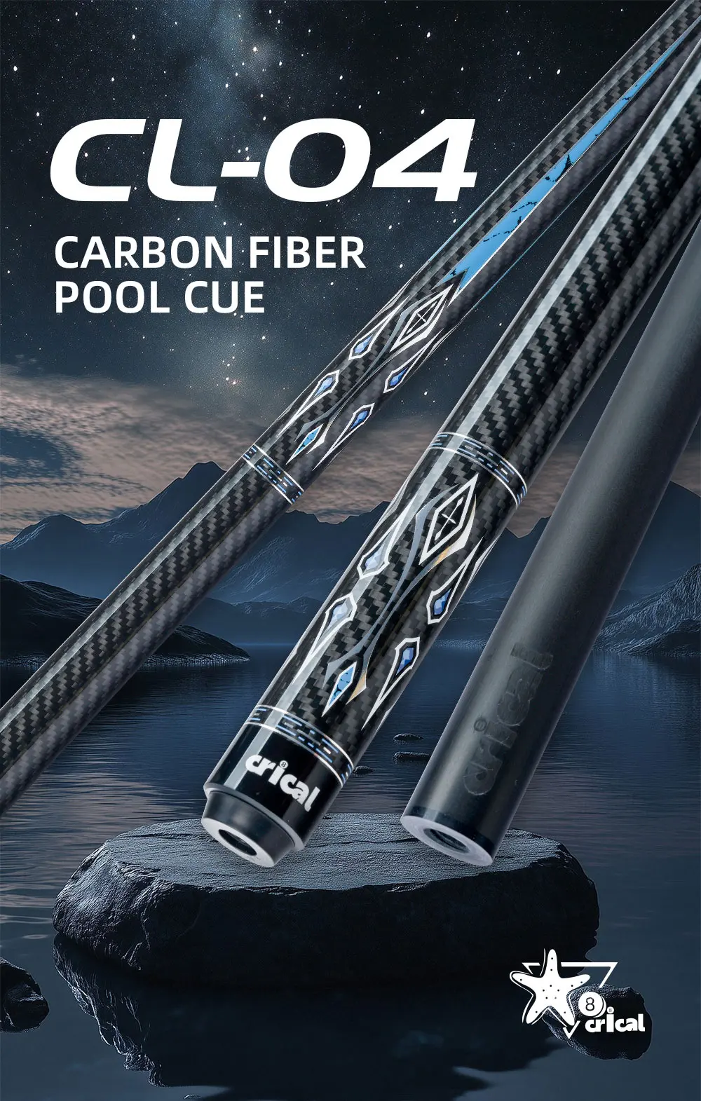 Carbonfaser-Billardqueue mit geringer Ablenkung, 12,5 mm Spitze, 3/8x8 Verbindung, 58 Zoll, Nine-Ball-Billardqueue, CRICAL CL-04 – Detail 1