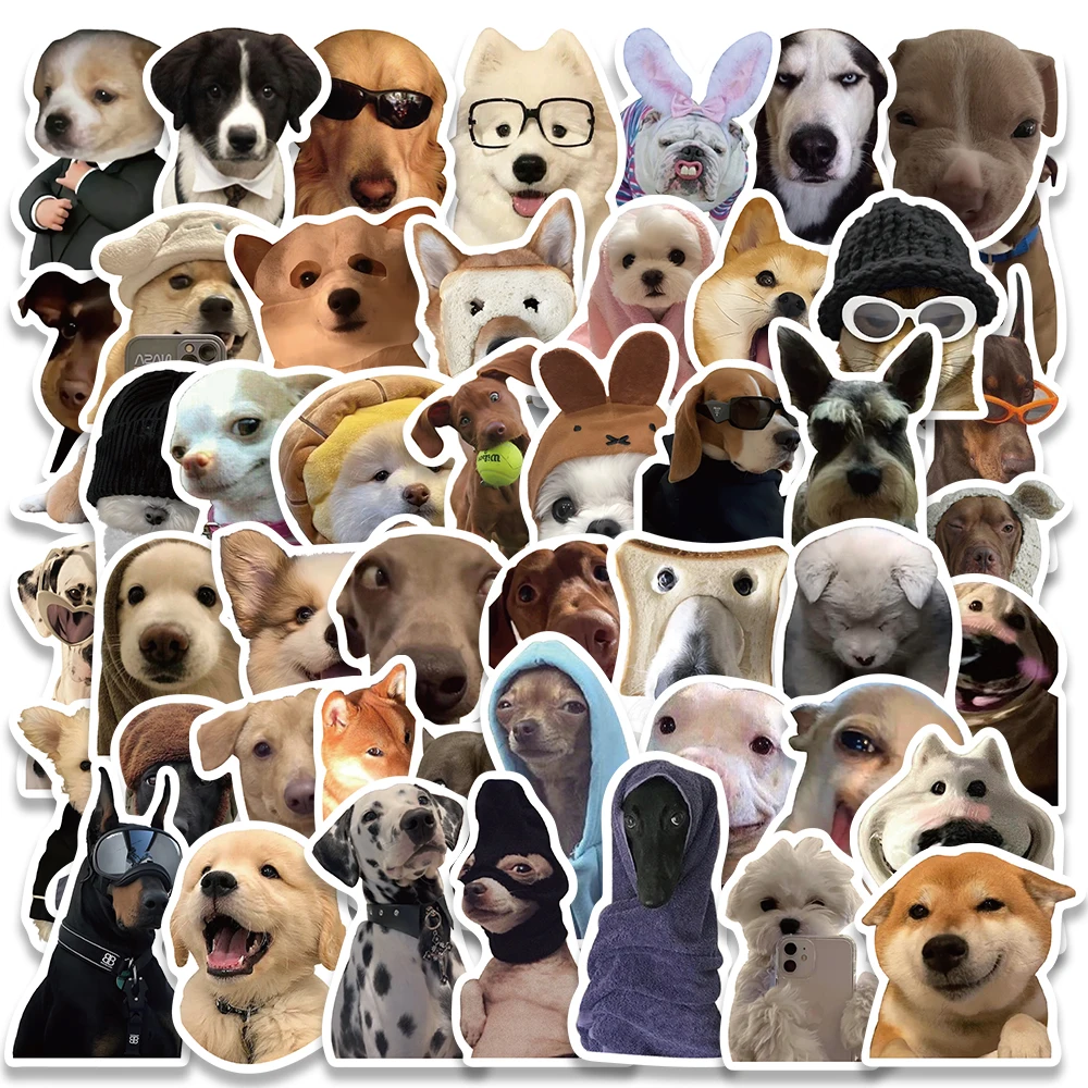 50pcs Funny Animals Dogs Meme Stickers For Luggage Guitar Phone Skateboard Vinyl Waterproof Graffiti Laptop Decals