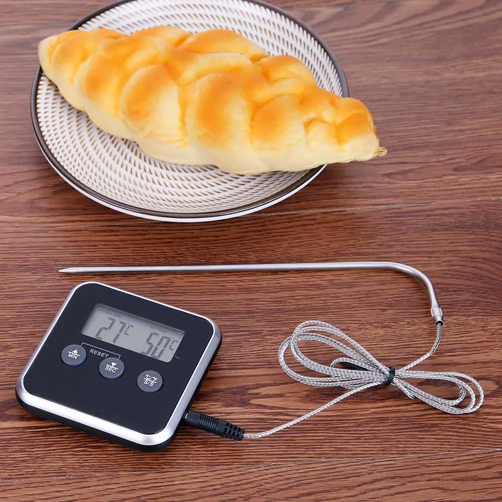 Electronic LCD Digital Food Thermometer BBQ Meat Probe Temperature Alarm Kitchen Cooking Timer