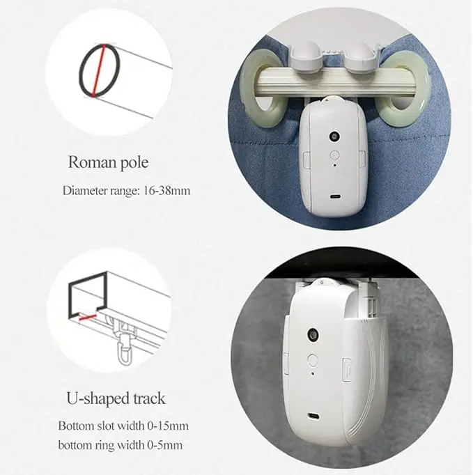 Tuya WiFi  3 in 1 Smart Curtain Motor Electric Curtain Robot Auto Opener No Wiring Support APP （Equipped with remote control）