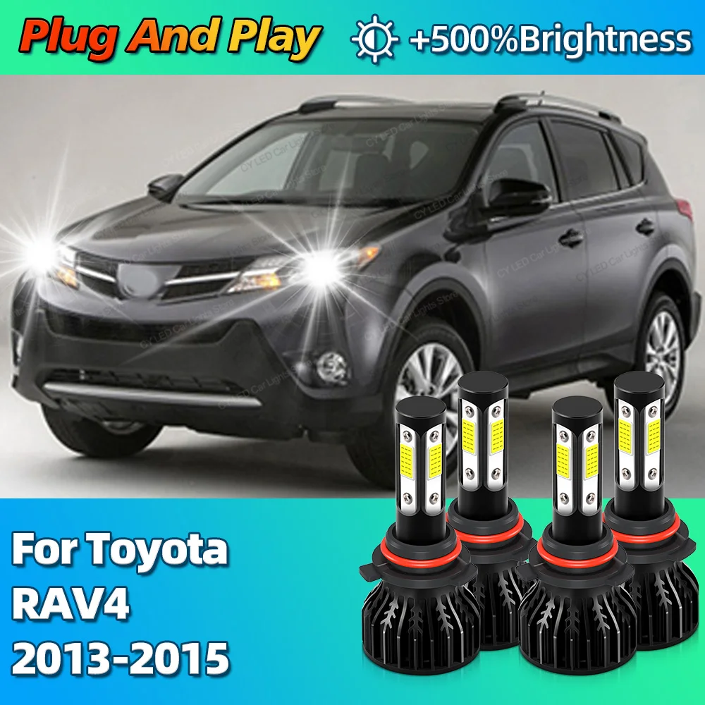 

2/4Pcs Turbo LED Bublbs CANBUS Lights 30000Lm HB3 HB4 Car Headlight 4Side Chip For Toyota RAV4 2013 2014 2015 6000K Lamp
