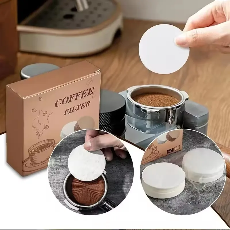 100-300pcs Coffee Filter Paper 51/54/58mm Disposable Secondary Water Filter Papers Espresso Portafilter Accessories Barista Tool