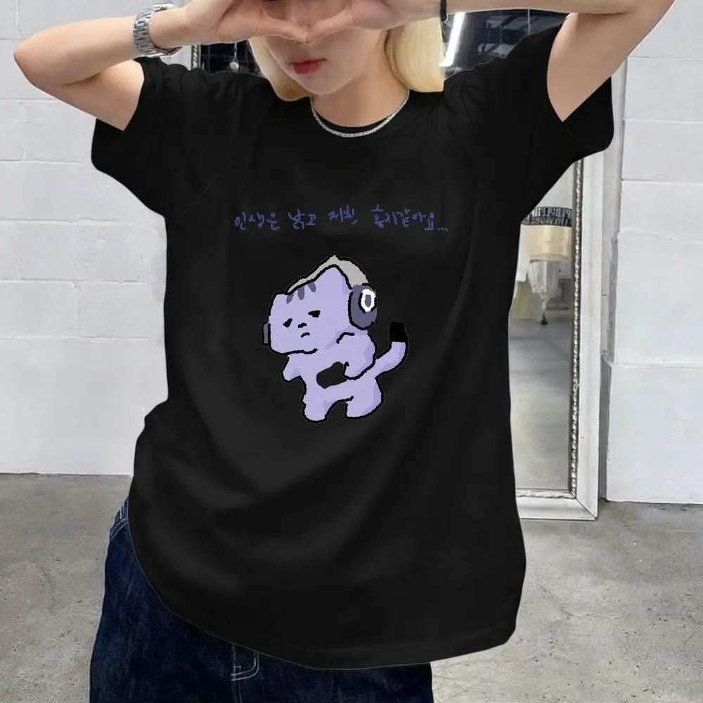 Life Won't Protect Me Cute Text Print T-shirt Purple Emo Cat Graphic Tees Women Summer Short Sleeve Korean Style Aesthetic Tops