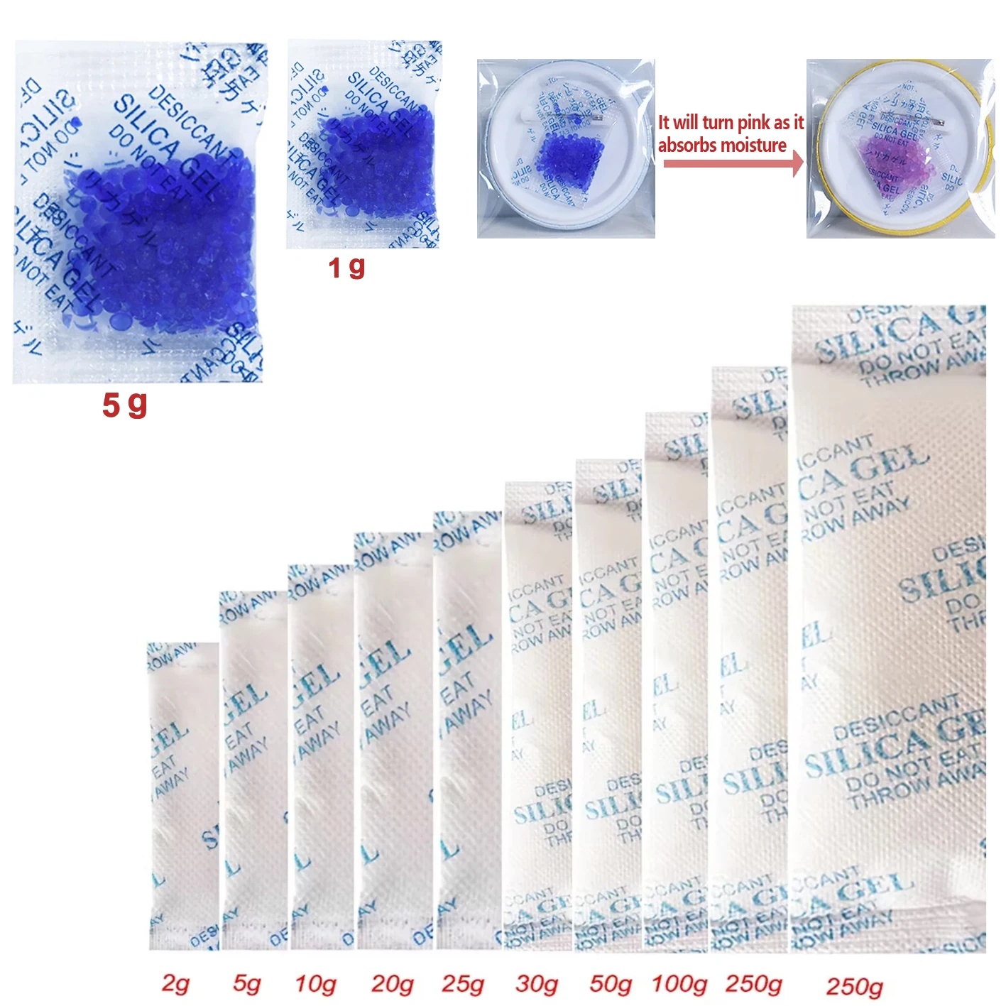 1/2/5/10/20g Package Non Toxic Silica Gel Desiccant Damp Kitchen Room Living Moisture Dehumidifier Absorber Bag