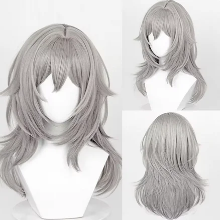 

Long Straight Synthetic Grey Wig Stelle Cosplay Game Anime Women Fluffy Heat Resistant Wig for Daily Party