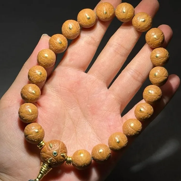 Tibetan Style 12-13mm Solid Phoenix Eye Bodhi Mala Bracelet Chinese Feng Shui Lucky Blessing Wealth Good Fortune Prayer Beads