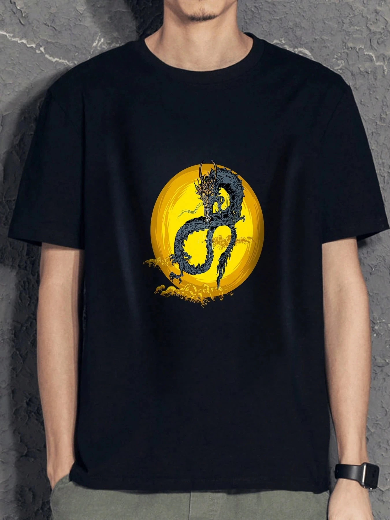 Men's T-shirt Casual And Fashionable Dragon Pattern Printed Suitable For Outdoor Unisex Breathable harajuku COTTON streetwear