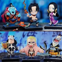 Cute Anime One Piece Statue Doll Ace Boa Hancock Blackbeard Hawkeye Q Version Toy Model Desktop Decoration Gift