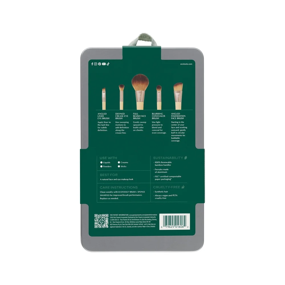 6-teiliges, umweltfreundliches Make-up-Pinsel-Set mit Ablagefach, Rouge, abgewinkelt, Foundation, Concealer, Lidschatten, Liner-Pinsel, tägliche Schönheit