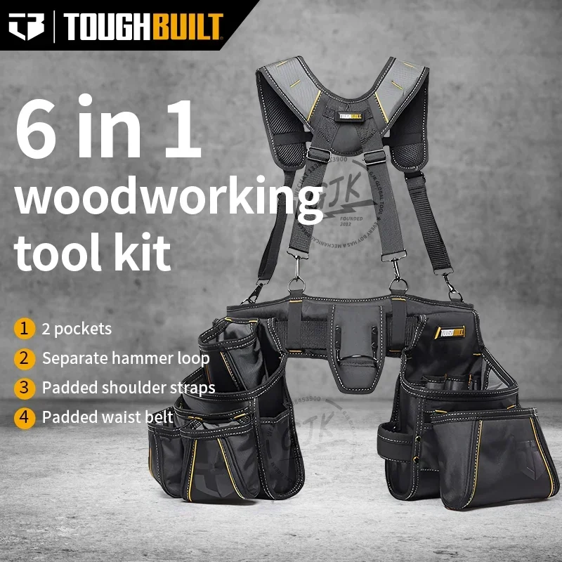 ToughBuilt Pro Carpenter Suspension Rig with Pockets Heavy Duty Deluxe Premium Quality, Durable - Adjustable Size (TB-302-6）