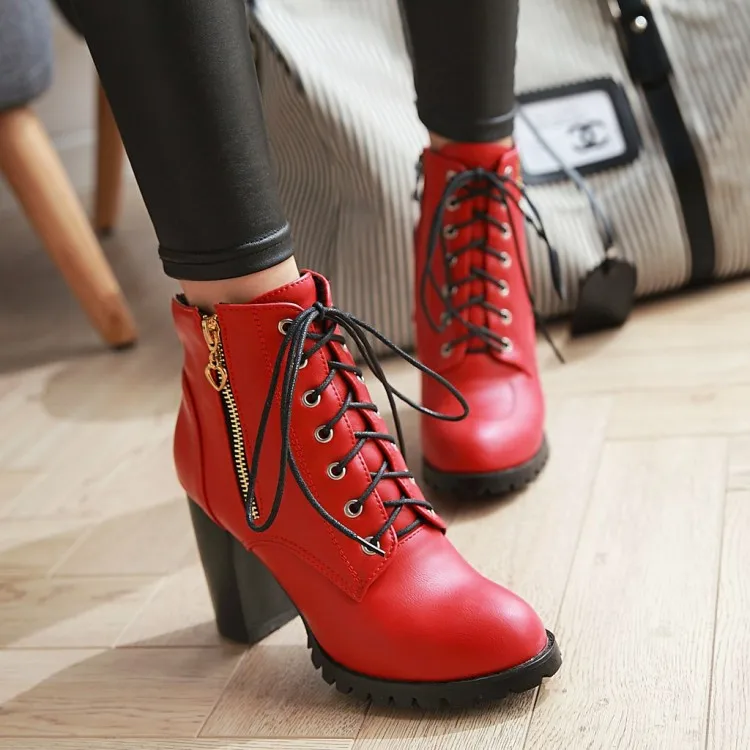 Big Size  boots women shoes ankle boots for women ladies boots Front cross binding of both zippers