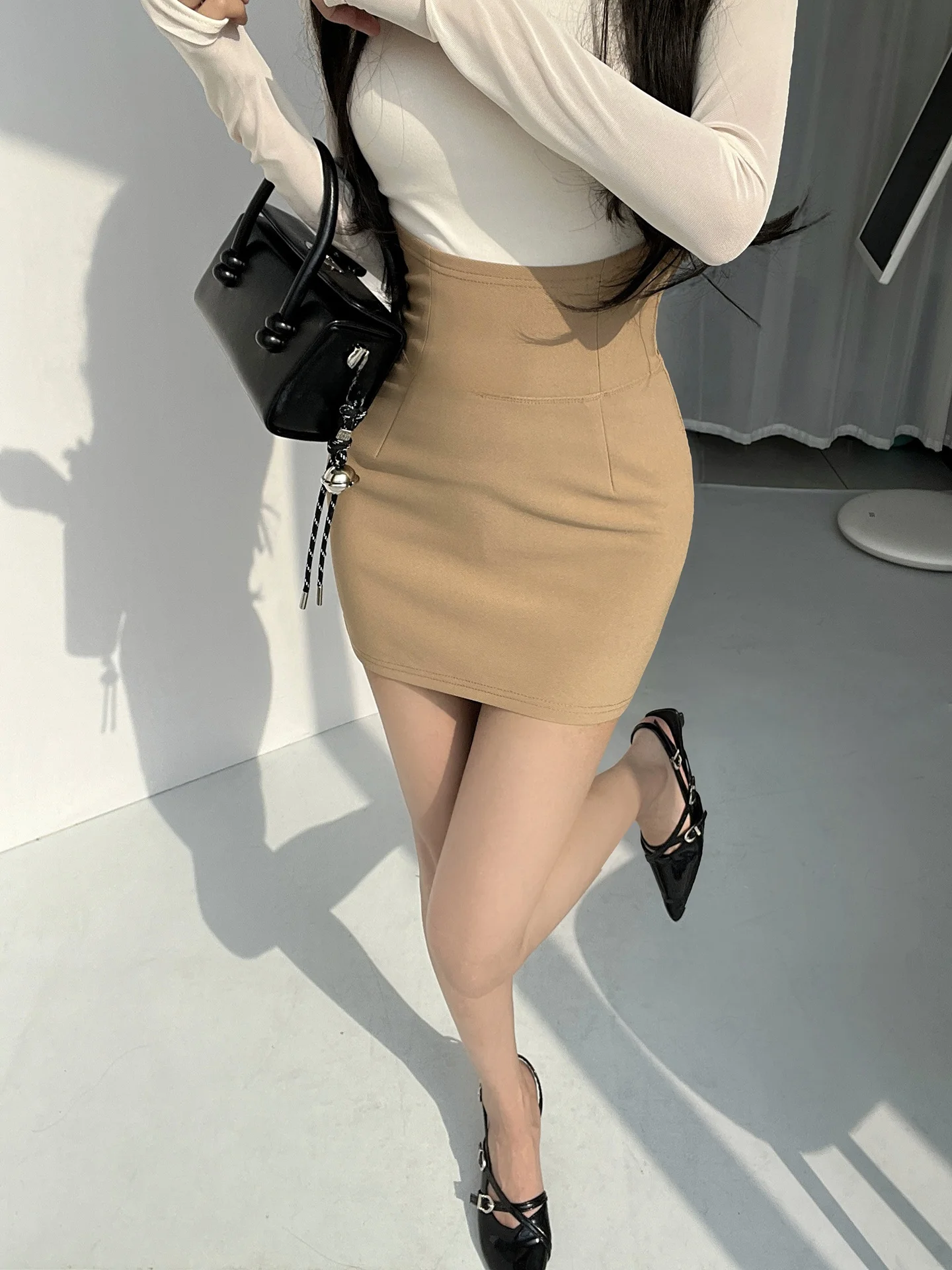 

Юбка-карандаш с высокой талией, эластичная, облегающая, женская, в корейском стиле, универсальная, сексуальная, подчеркивающая фигуру