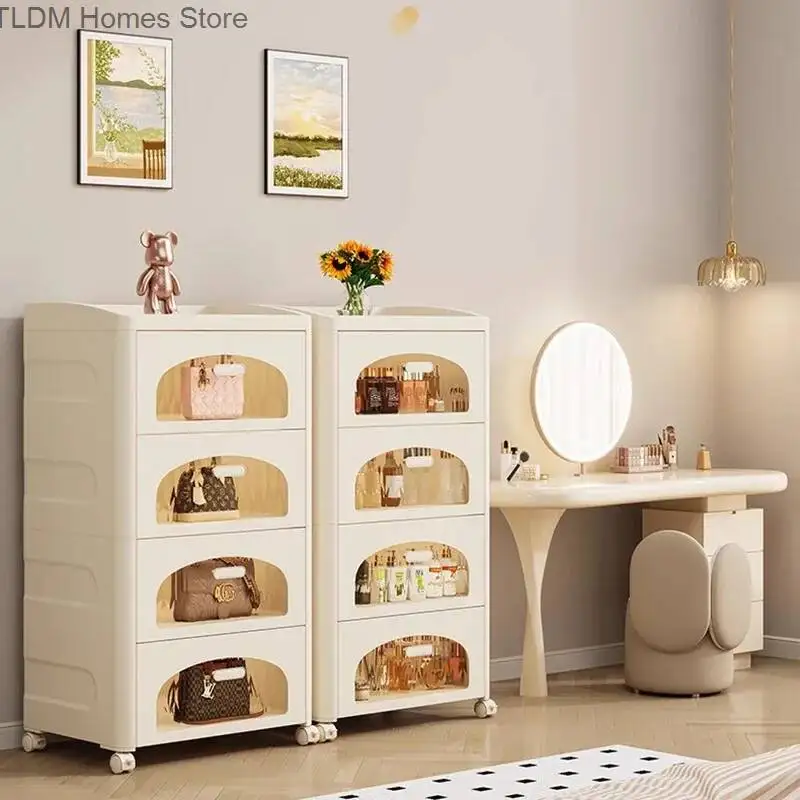 Modern Table Storage Free Plastic Combination Nightstand Space Minimalist Night Installation Saving Drawer Furnitures Light
