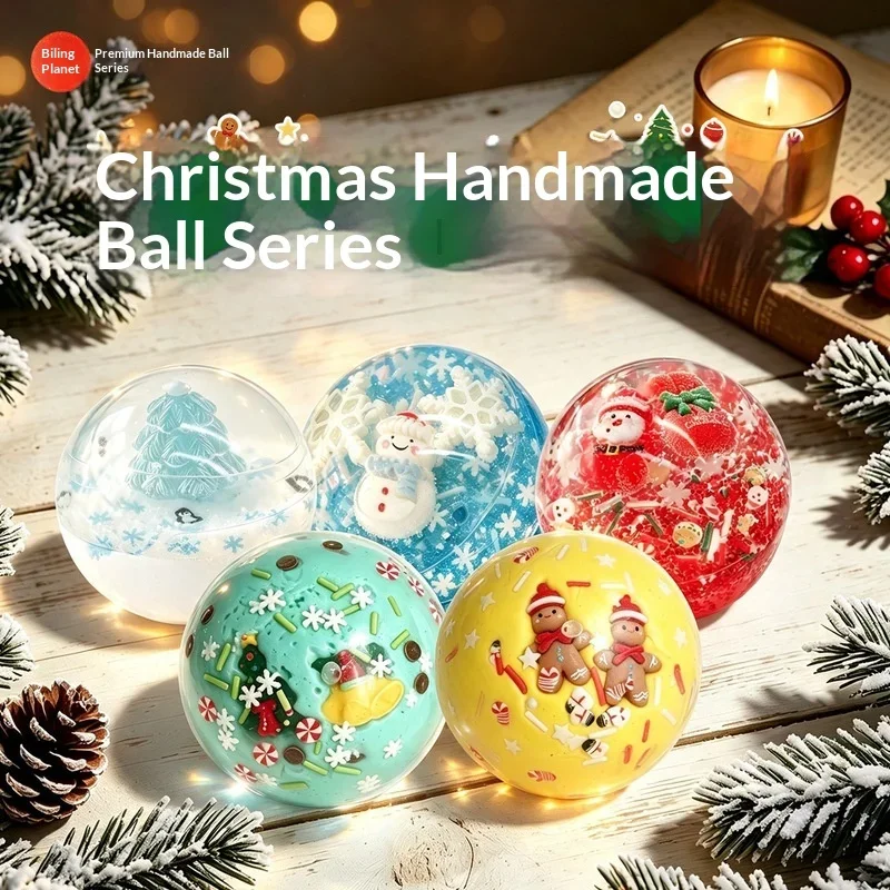 Biling Planet Christmas Squishy Toy Slow Rebound Stress Relief Handmade Squeeze Ball Fidget Sensory Toy For Adult Christmas
