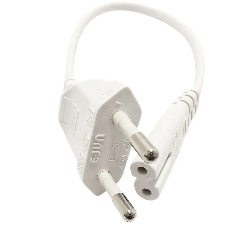 White 2p Prong EU Plug Cord Extension Cable Lamp Power Supply European Figure 8 Power Cord For Led Lighting USB Charger0.3M