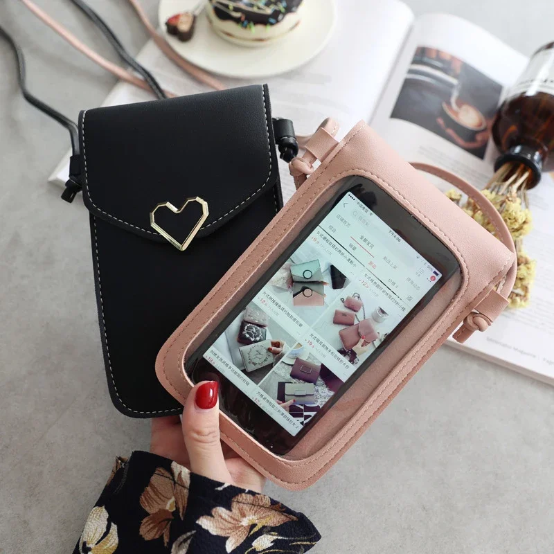 2023 Bag For Women Touch Screen Cell Phone Purse Smartphone Wallet Shoulder Strap Handbag PU Leather Casual Solid Crossbody Bags