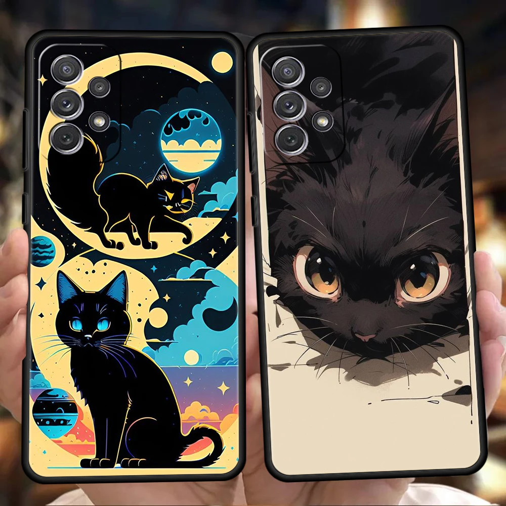 Cute Detection Cat Phone Case for Samsung Galaxy A15 A14 A25 A54 A34 A51 A71 A72 A73 A32 A52 A52S A11 A21S A31 A41 5G Soft Shell