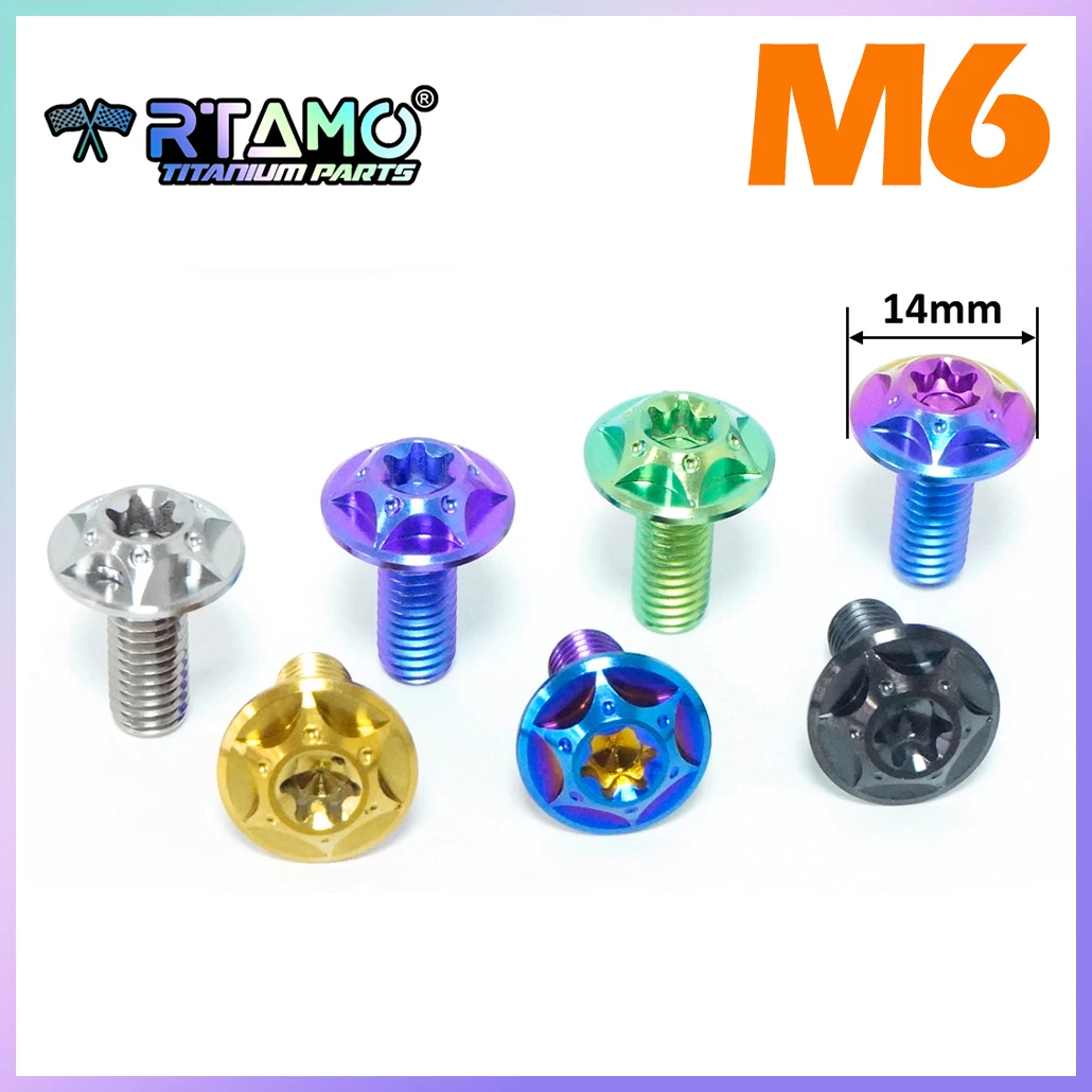 RTAMO Titanium Bolts M6X10/15/20/25/30mm (OD=14) Motocycle Modification Exhaust Pipe Visor Bolt