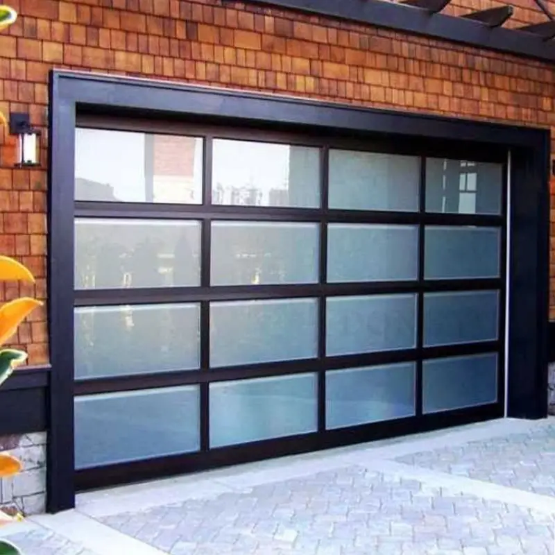 Villa Aluminum Alloy Frame Transparent Tempered Glass Garage Door Motor Driven Intelligent Garage Door High Quality Garage Door
