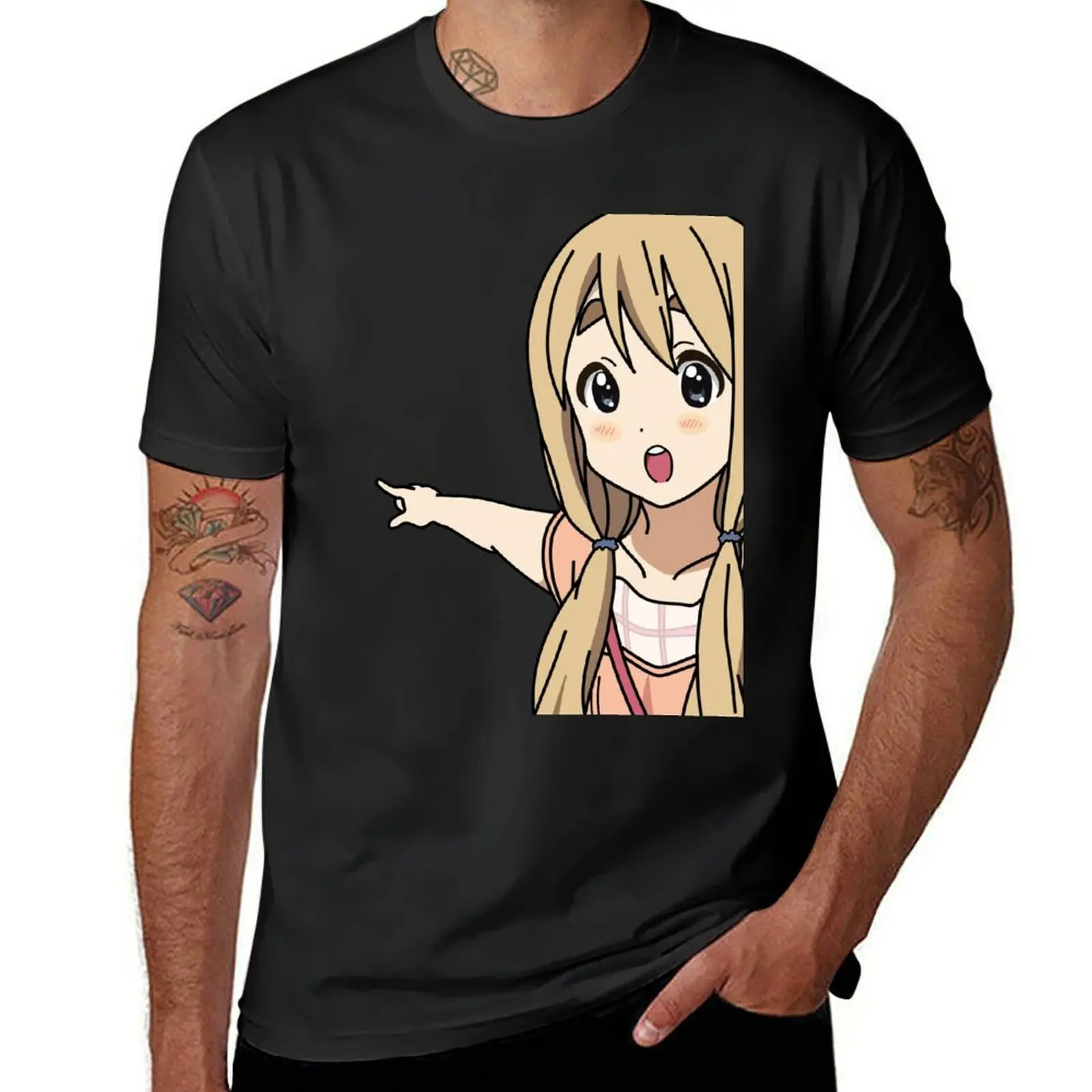 K-ON! Mugi pointing T-Shirt oversized anime clothes mens white t shirts